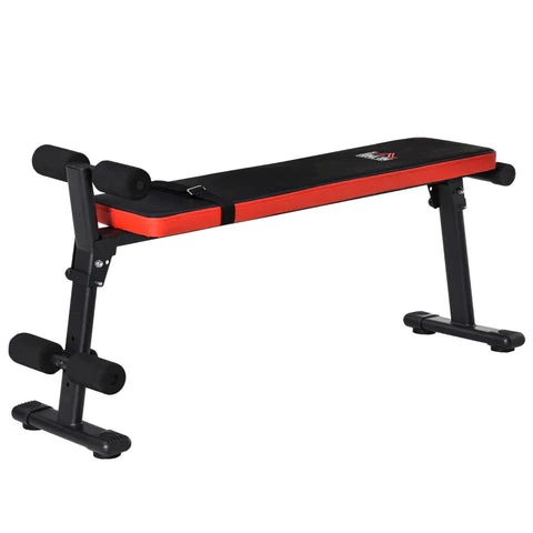Rootz Sit Up Bench - Foldable Sit Up Bench - Weight Bench - Training Bench - Multi-Purpose Weight Bench - Black/Red - 125 x 35 x 60 cm