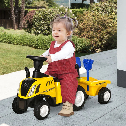 Rootz Children's Vehicles - Ride-on Tractor - Floor Slider - Trailer - Wheel 1-3 Years - Horn - Storage Steering - Sand Toy - Plastic+metal - Yellow - 91 x 29 x 44cm