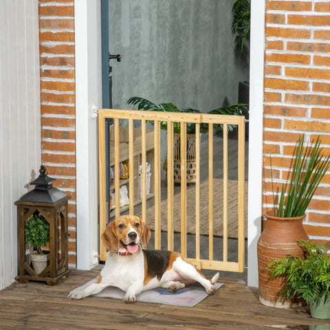 Rootz Door Gate - Pet Gate - One Hand Operated - With Press Holders - Natural - 102cm x 2cm x 73cm
