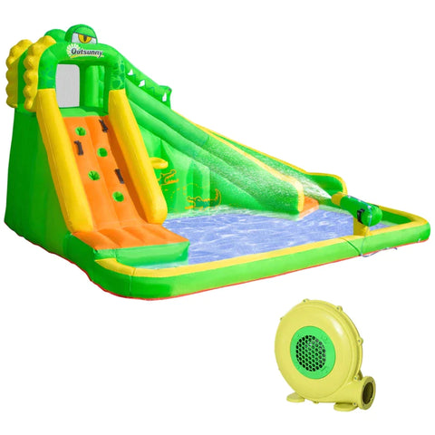 Rootz Inflatable Bouncy Castle - Inflatable Castle - Inflatable Water Play Center - With Slide Water Park - Inflatable Paddling Pool - 380 x 285 x 225 cm