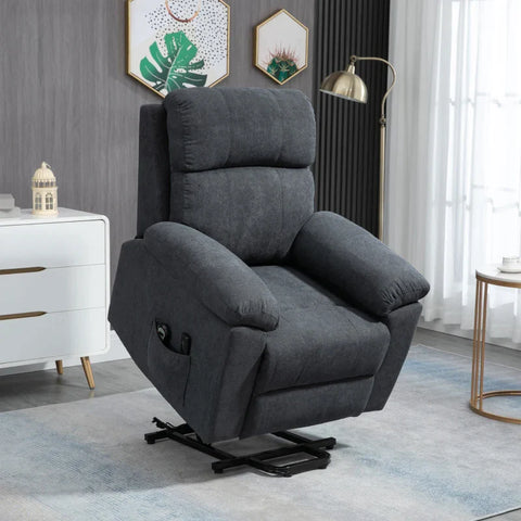 Rootz Massage Chair - Stand-up Aid - Armchair - Includes Side Pockets - 8 Vibration Motors - Including Remote Control - Linen Look Fabric - Gray - 89L x 99W x 103Hcm