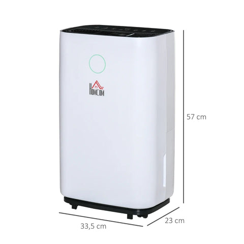 Rootz Dehumidifier - Wheeled Dehumidifier for 16-20㎡ Rooms - Electric Room Dehumidifier - Bathroom - Living Room - Bedroom - ABS - White - 33.5 x 23 x 57 cm