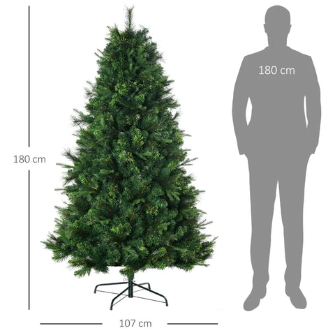 Rootz Christmas Tree - Wonderful Christmas - Flame-retardant Branches - Sturdy Base Foldable - Realistic Tree Shape - Foldable Design - Plastic-Steel - Green - Ø107 x 180Hcm