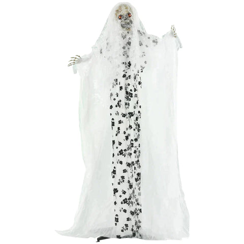 Rootz Halloween Decoration - Ghost Bride With Special Effects And Sound Function - Indoor Decoration - White - 110 cm x 18 cm x 175 cm