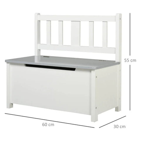 Rootz Children's Bench - Toy Box - Storage Chest - Bench With Storage Space - Chest Bench - Solid Wood Legs - Grey - 60 x 30 x 55 cm