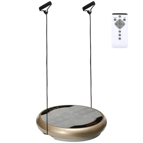 Rootz Vibration Plate - 99 Intensity Levels - 2 Resistance Bands - LED Display - Gold Look - Φ59 x 15H cm