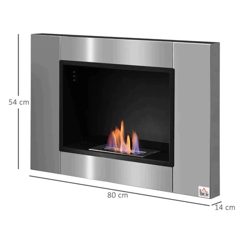 Rootz Ethanol Fireplace - Bio-ethanol Burner - Elegant Fireplace - Wall Fireplace - Burning Time No Smoke - Stainless Steel - 80 x 14 x 54 cm