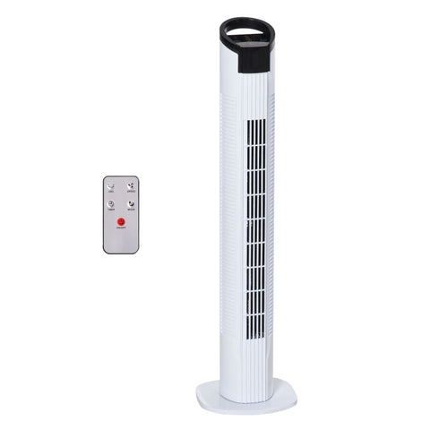 Rootz Tower Fan - Pedestal Fan - PP Plastic - Fan With Remote Control - Black + White - 20 cm x 20 cm x 78.5 cm