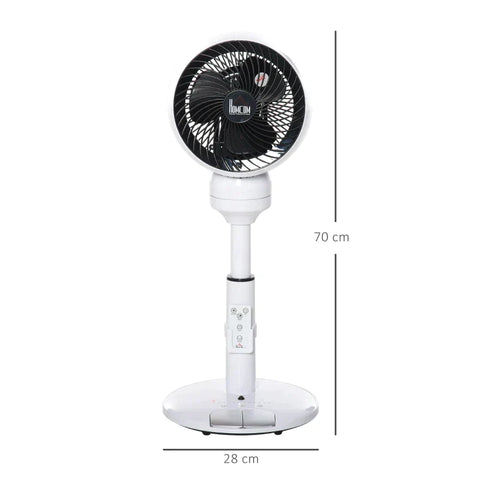 Rootz Pedestal Fan - 7h Timer Fan With Remote Control - 3 Speed Levels - Adjustable - Plastic - Steel - Ø28 x 70H cm