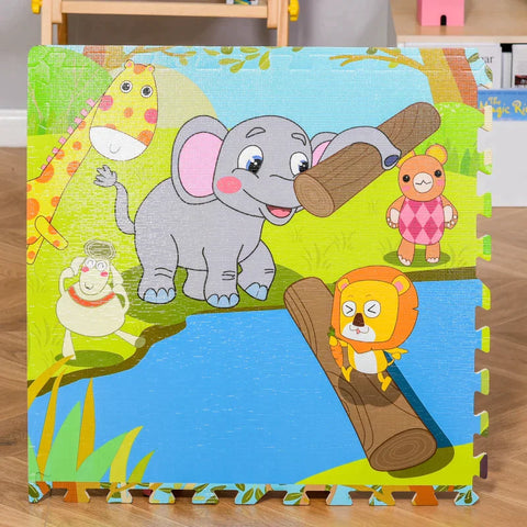 Rootz Mat - Puzzle Mat For Babies - Children Play Mat- Side Mat - Foldable - EVA Foam - Animal Pattern - Multicolored - 61.5 x 61.5 cm