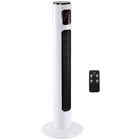 Rootz Tower Fan - Pedestal Fan - Living Room - Bedroom - Office - ABS plastic - White + Black - 96 cm