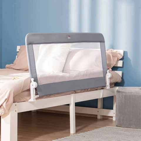 Rootz Bed Guard - Bed Rail - Baby Bed Rail - Foldable - Washable Fabric Cover - For 1.5-5 Years Children - Grey - 120 x 40 x 60cm