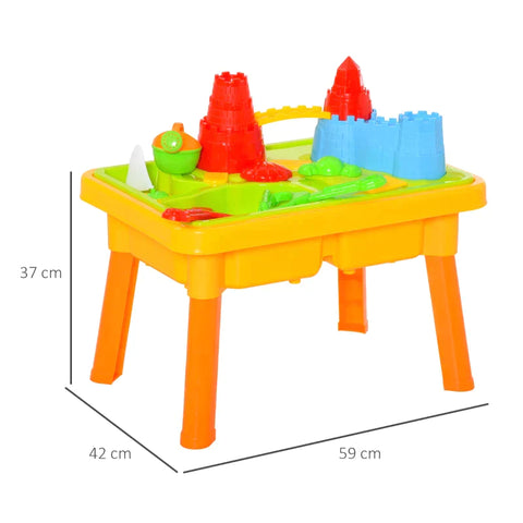 Rootz Children's Sand Toys - Sandbox Table With 23 Pieces - Play Table - Beach Toys - Gaming Table - Multicolored - 59 x 42 x 37 cm