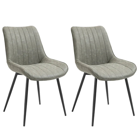 Rootz Dining Chair - Dining Room Chair - Kitchen Chairs - Set Of 2 Dining Chairs - Living Room Chair - Upholstered Chair - Retro Design Dining Chair - With Backrest - Gray - 53 x 62 x 88 cm