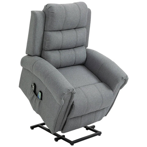 Rootz Massage Chair - Stand-up Aid - Relaxation Chair - Vibration Heads - Tilt Function - Linen Look - Gray - 98L x 96W x 105H cm