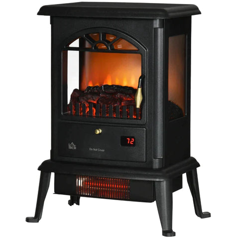 Rootz Electric Fireplace - Fireplace - Realistic Fire - Infrared Heating - Up To 32° C - Remote Control - Black - 42.2 x 27.2 x 57cm