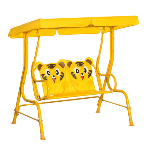 Rootz Children's Hammock - 2-seater Baby's Swing With Adjustable Sunroof - Garden Swing - Metal - Yellow - 110 x 74 x 113 cm