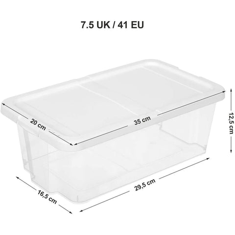 Rootz Shoe Box - Set of 12 - Transparent Storage Box - Plastic Lid - 35 x 20 x 12.5 cm