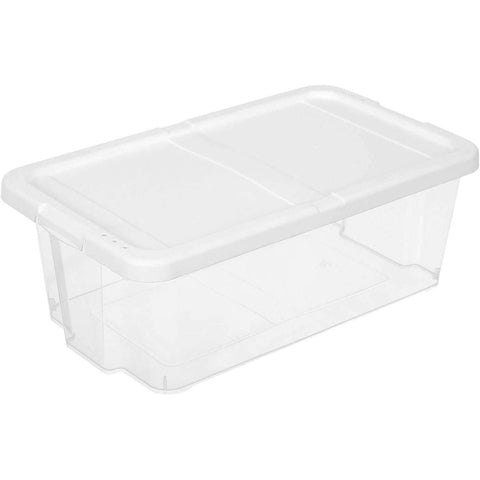 Rootz Shoe Box - Set of 12 - Transparent Storage Box - Plastic Lid - 35 x 20 x 12.5 cm