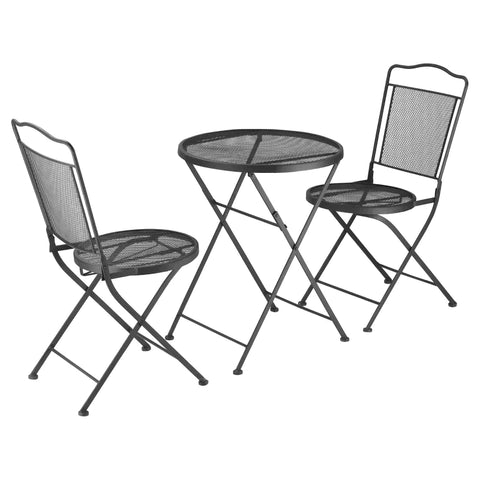 Rootz 3 Parts Bistro Set With Table & 2 Chairs - Garden Furniture - Metal - Black - 55.5 x 55.5 x 69.5cm