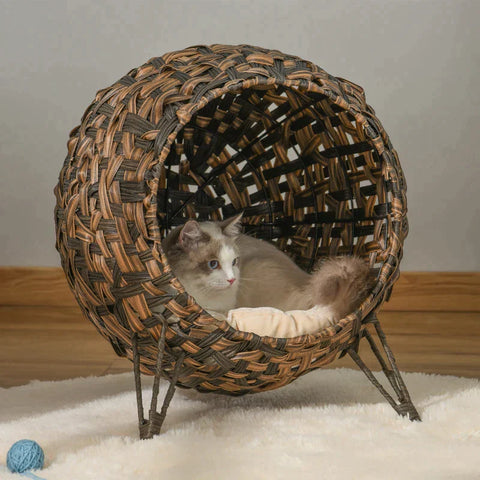 Rootz Cat House - Cat Sleeping Place - Cat Cave - Pet House - Brown