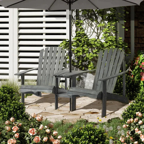 Rootz Adirondack Chairs Set - Garden Chair Table - Garden Chair - Garden Furniture - Wood - Gray - 178 x 87 x 92 cm