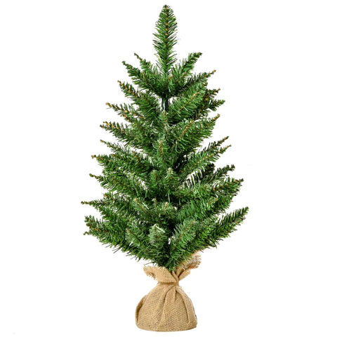 Rootz Christmas Tree - 60cm High - Mini Artificial Snow - Cement Stand - Multi-colour - Beautifully Shape - PVC Branches - Green - Ø44 x 60H cm