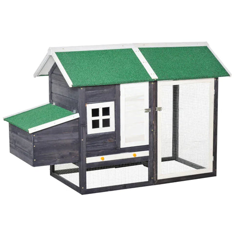 Rootz Bantam Chicken Coop - Modern Bantam Chicken Coop - Poultry House - Bantam Chicken House with Nesting Box - Playpen Asphalt Roof - Grey - 170 x 81 x 110 cm