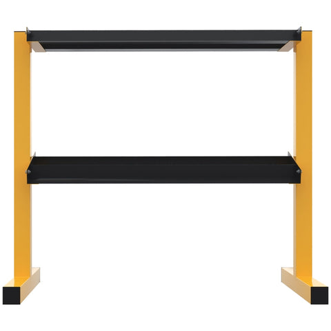 Rootz Dumbbell Rack For Dumbbells - Up To 270 Kg - Weight Storage Organiser - 2 Shelves - Steel Frame - Yellow - 92.5 x 50.5 x 80.5 cm