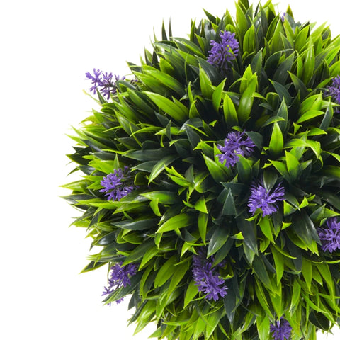 Rootz Set Of 2 Artificial Plants - Including Planter And Artificial Moss - Artificial Lavender Stems - White + Green + Purple - 24cm x 24cm x 60cm