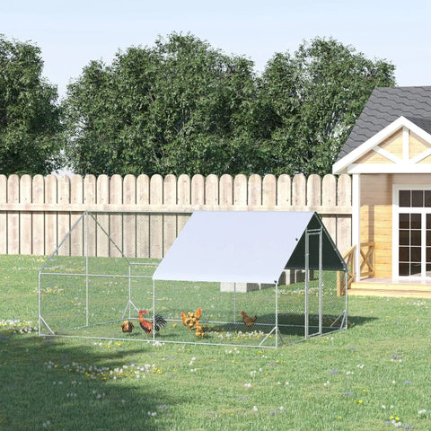 Rootz Chicken Coop - Hen Poultry House - Chicken Cage - Rabbit Hutch - Silver - 3 x 4 x 2m
