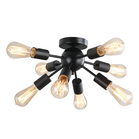 Rootz Ceiling Lamp - Wall Lamp - Glass Office Lamp - Led Ceiling Lighting - Bathroom - Kitchen - Balcony - Black - 36 x 36 x 21 cm