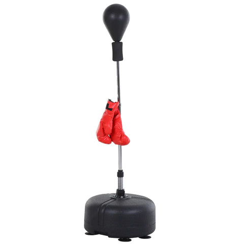 Rootz Punching Ball Set - Standing Box Training Set - Height Adjustable - 1 Pair Of Gloves - Black