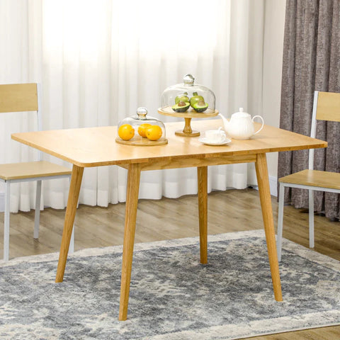 Rootz Dining Table - For 4-6 People - Folding Table - Kitchen Table - Solid Wood - Oak+natural - 130L x 80W x 76H cm
