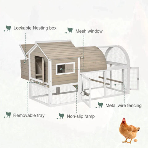 Rootz Chicken Coop - Wooden Chicken Coop - Hen House - Chicken Cage - Chicken Aviary - Grey