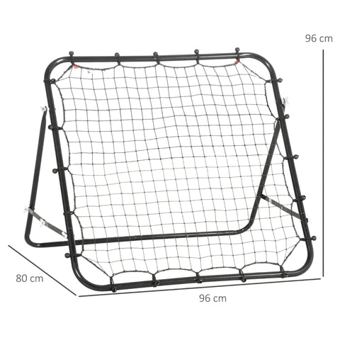 Rootz Rebounder - Football Rebounder - Kickback Goal Rebound Wall Net - Metal Tube + PE Fabric - Black - 96 x 80 x 96 cm