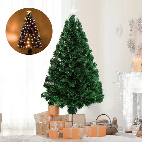 Rootz Christmas Tree - Artificial Christmas Tree - Decorated Christmas Tree - Artificial Tree With  LED Light - Stand And Decorations Included - 62 x 120cm