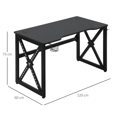 Rootz Gaming Table - Computer Desk - Monitor Shelf - PC Table - Office Desk - Black - 120 X 60 X 73 Cm