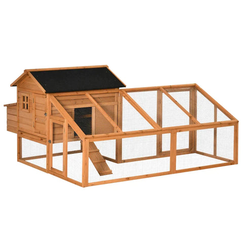 Rootz Bantam Chicken House - Bantam Chicken House with Nesting Box - Bantam Chicken Aviary with Asphalt Roof - Enclosure Poultry Hutch - Quail Hutch - Fir Wood - Orange + Black - 185.5 x 176 x 99.5 cm