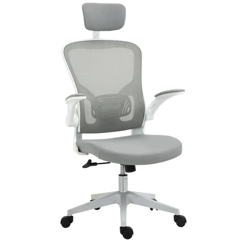 Rootz Office Chair - Ergonomic Desk Chair With Rocker Function - High Backrest Lumbar Support - Headrest - Foldable - Arm - Home - Office - Grey - 65 x 64 x 114-122 cm