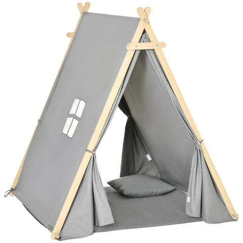 Rootz Kids Teepee Tent - Tipi Children's Tent - Polyester Cotton Fabric - Pine Wood - 130 cm x 111 cm x 136 cm