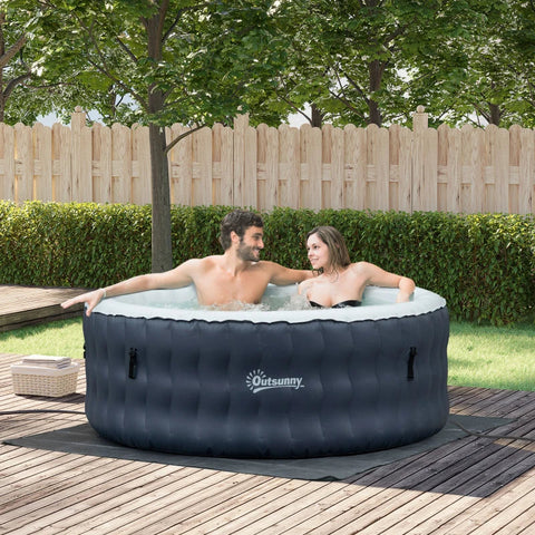 Rootz Jacuzzi - Spa Pool - Inflatable Jacuzzi For 4 People - Dark Blue + White - 180L x 180W x 68H cm