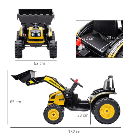 Rootz Children's Vehicle - Children's Electric Construction Vehicle - Children's Tractor - Yellow - 132 x 62 x 65 cm