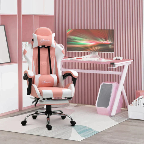 Rootz Gaming Chair - Office Chair - Computer Chair - Swivel Chair - Desk Chair - Pink - 64 cm x 67 cm x 127 cm