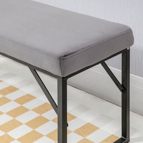 Rootz Seating Bench - Upholstered Cushion - Shoe Bench- Hallway Bench- Including Upholstery - Velvet Polyester - Dark Gray + Black - 100L x 35W x 47H cm