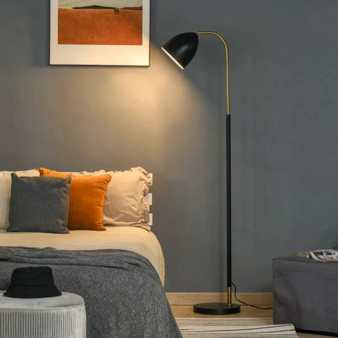 Rootz Arc Lamp - Floor Lamp - Adjustable Shade - Modern Arc Lamp With E27 Socket - Shade For Living Room Bedroom Office - Metal - Black - 43 x 28 x 160 cm