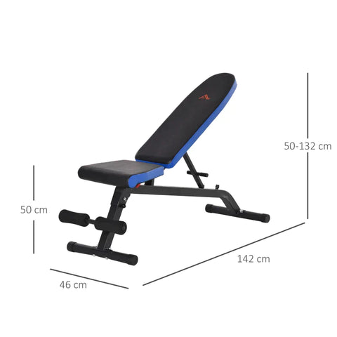Rootz Weight Bench - Training Bench - Weight Bench For Full Body Training - Adjustable Multi-purpose Weight Bench - Black/Blue - 142 x 46 x 50-132 cm