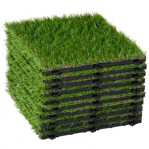 Rootz Artificial Grass Tiles - Patio Tiles Set - Artificial Grass - Outdoor Patio Tiles - Patio Flooring Tiles - Outdoor Grass Tile Set - Green - L30 x W30 x H3.5cm