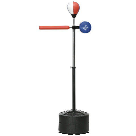 Rootz Boxing Stand - Height Adjustable - Reflex Bar - Claw - Speedball - Fillable Base - Black + Red + Blue - 80.5 x 48 x 163-205 cm