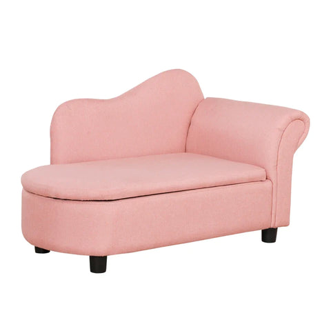 Rootz Children's Sofa - Children's Armchair - Chaise Longue - Hidden Storage Compartment - Eucalyptus Wood Frame - Pink - 80 x 40 x 49cm